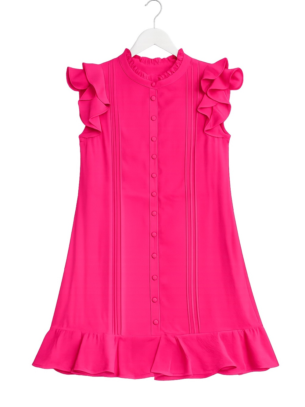 CeCe Fuchsia Pink Ruffle Mini Dress - Picture 2 of 8